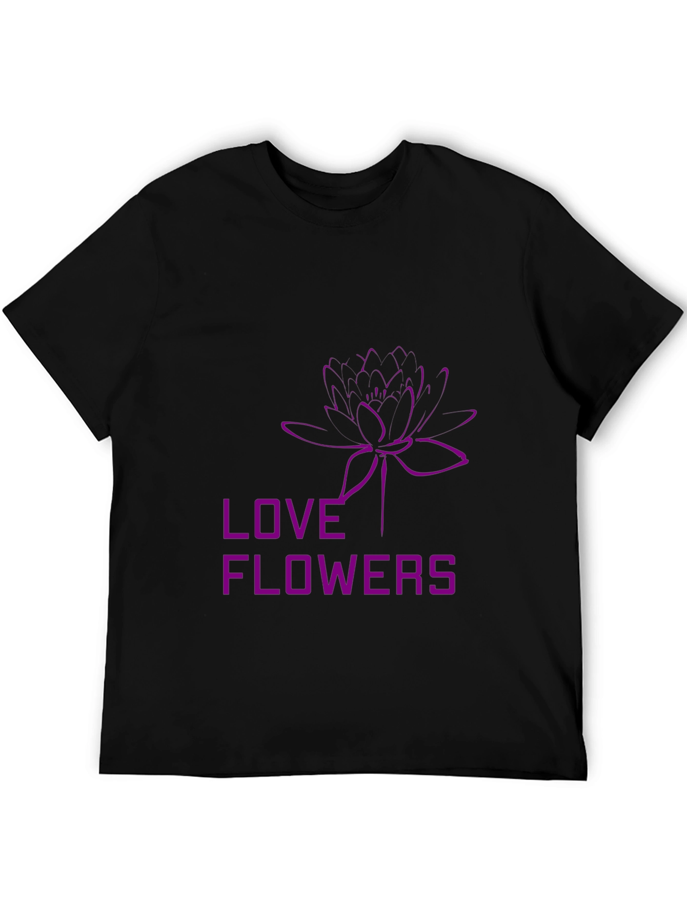 Love Flowers Graphic Print Black T-Shirt