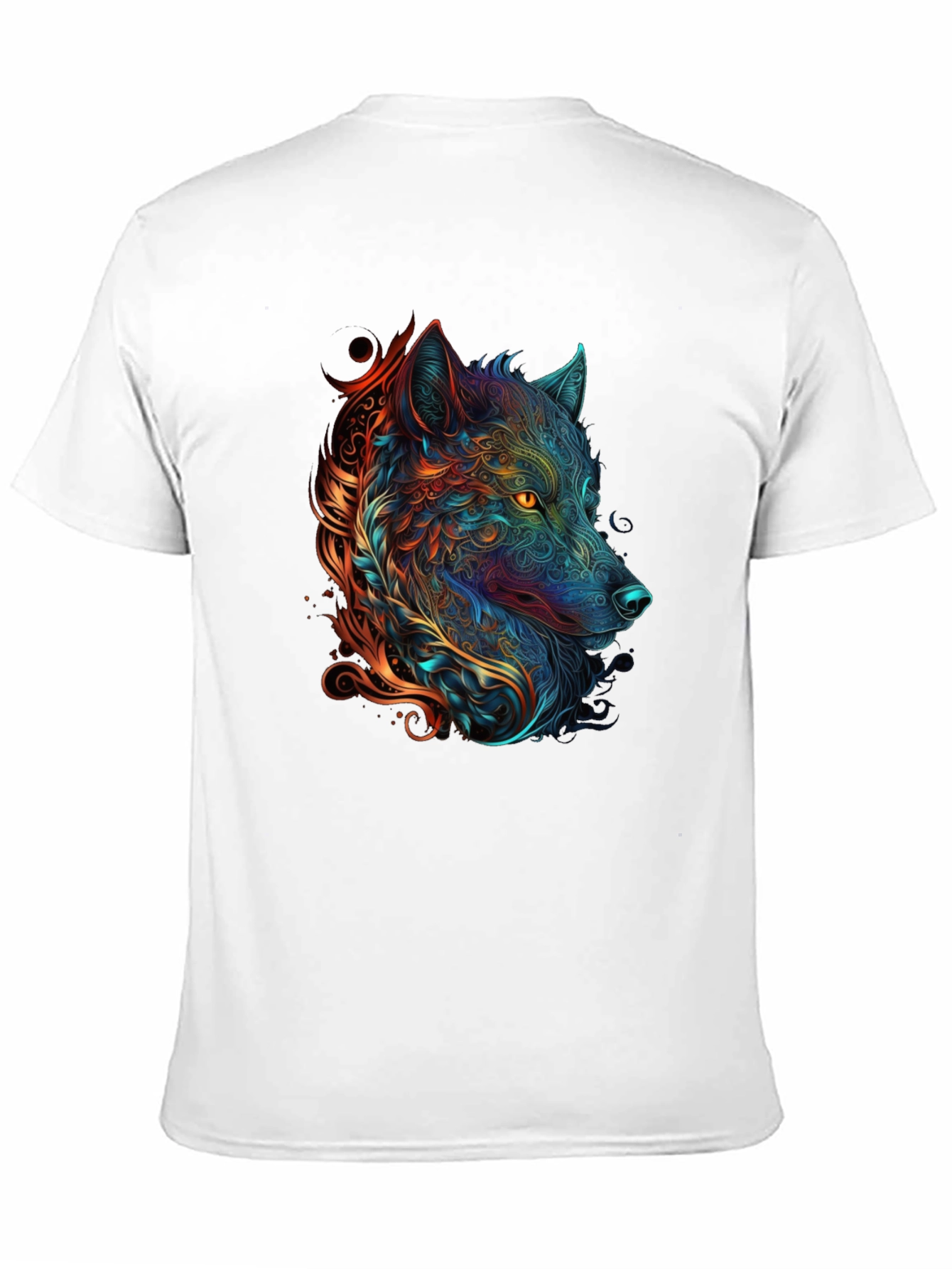 Abstract Wolf Graphic Print Black T-Shirt