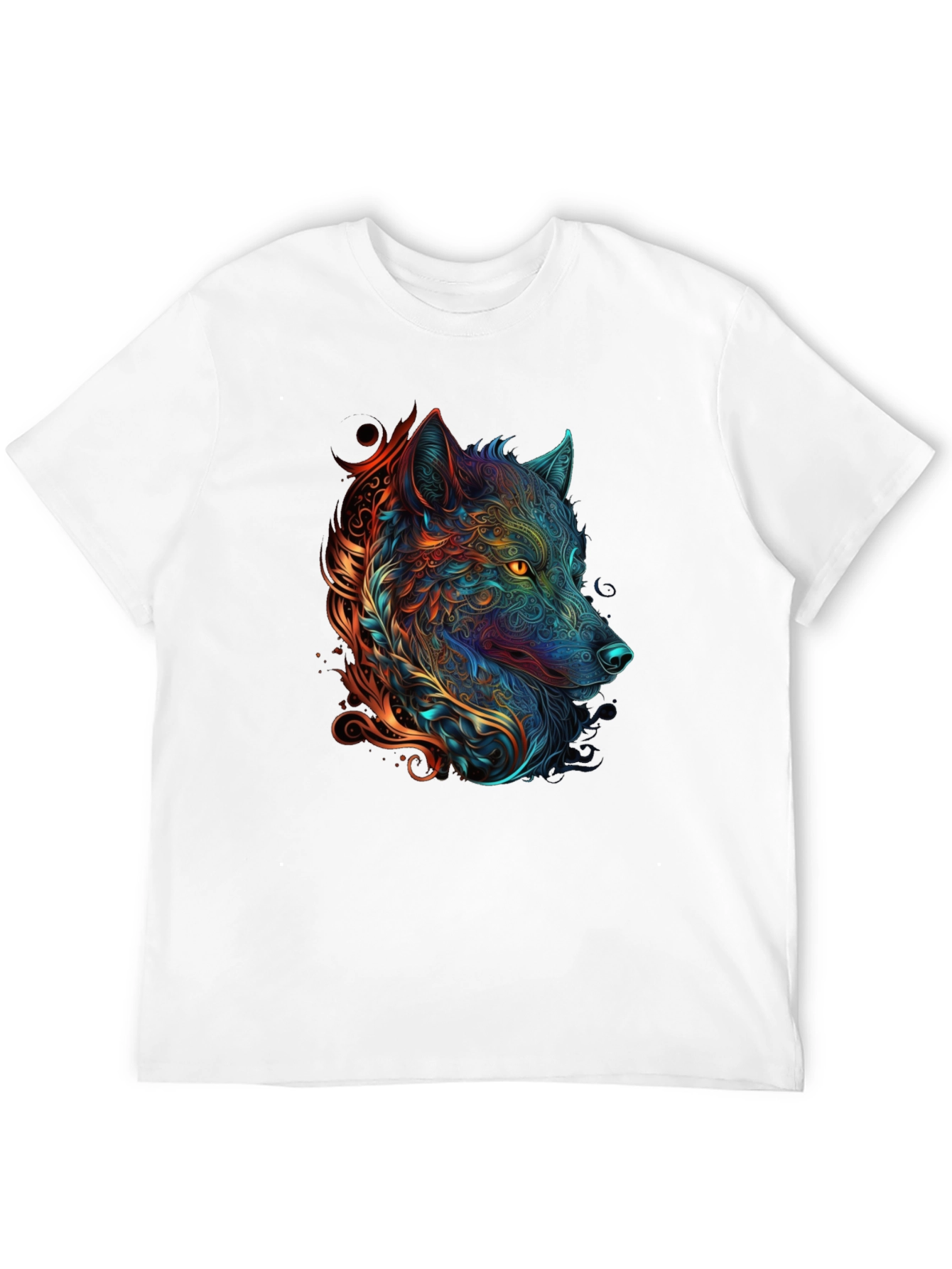 Abstract Wolf Graphic Print Black T-Shirt