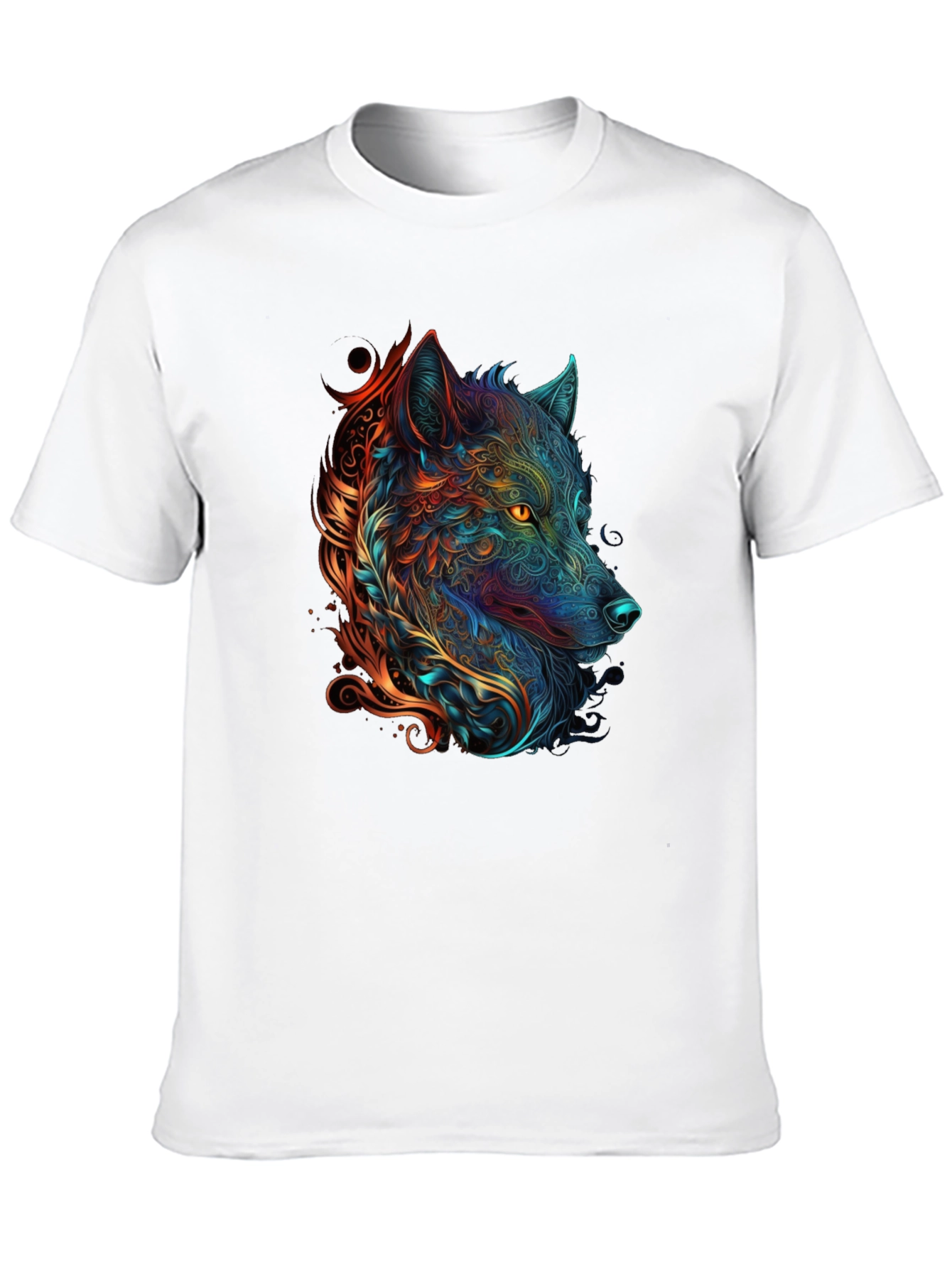 Abstract Wolf Graphic Print Black T-Shirt