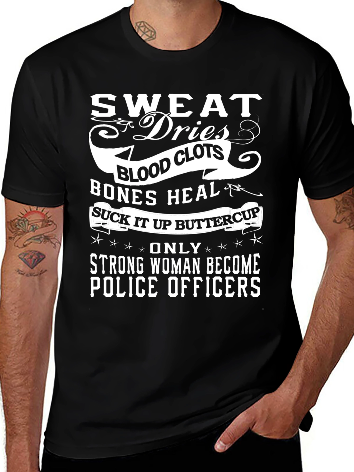 Strong Woman Police Officer T-Shirt