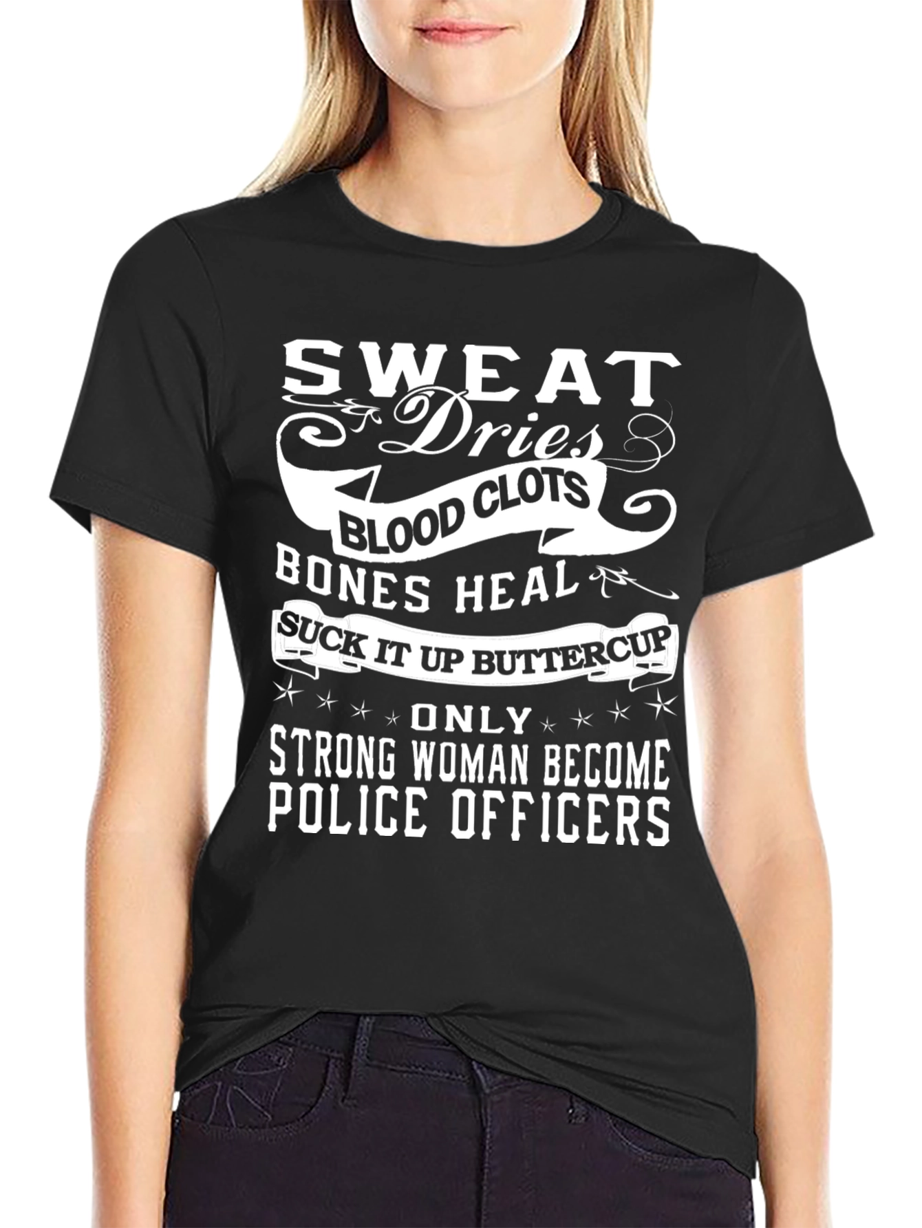 Strong Woman Police Officer T-Shirt