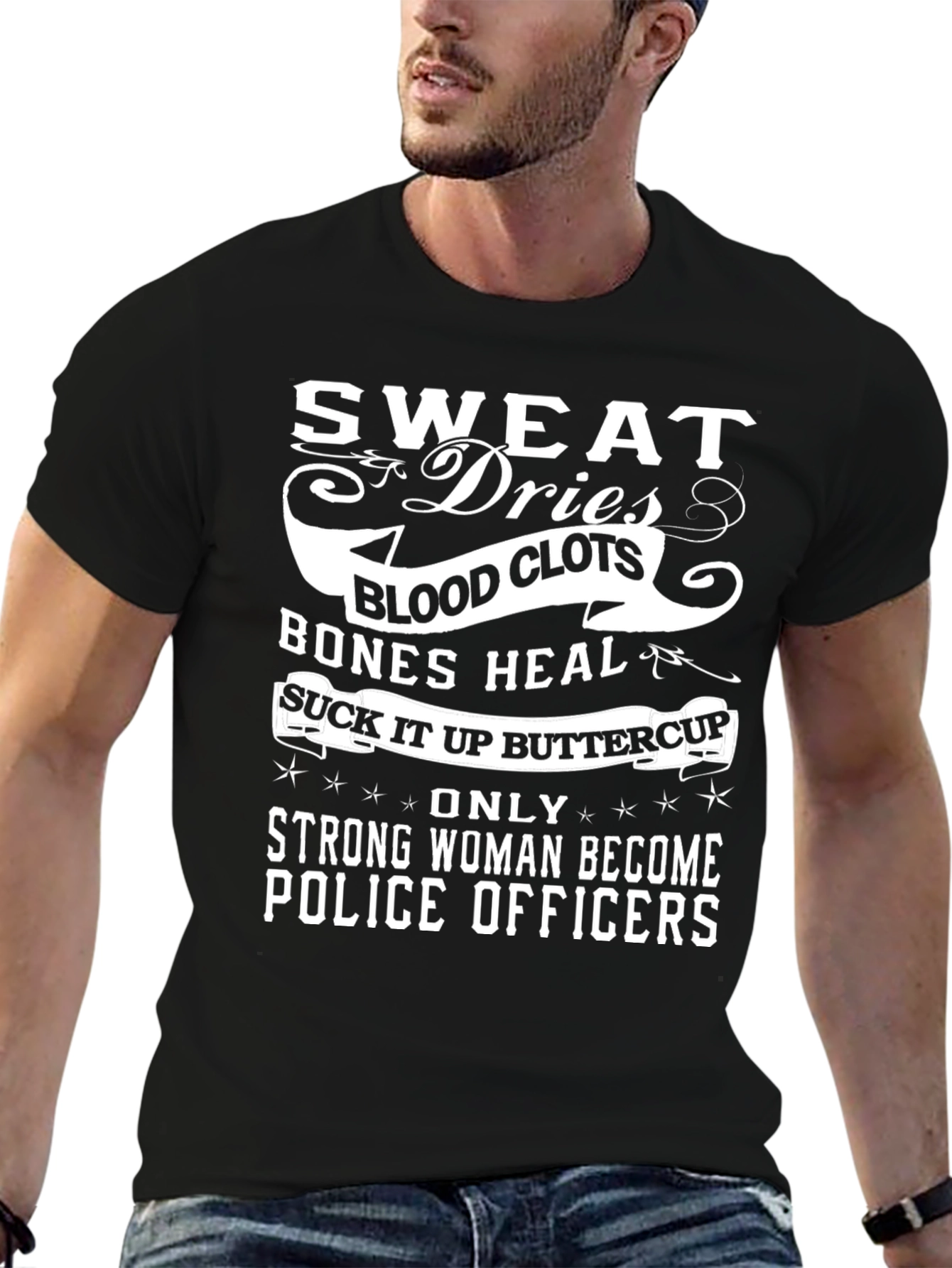 Strong Woman Police Officer T-Shirt