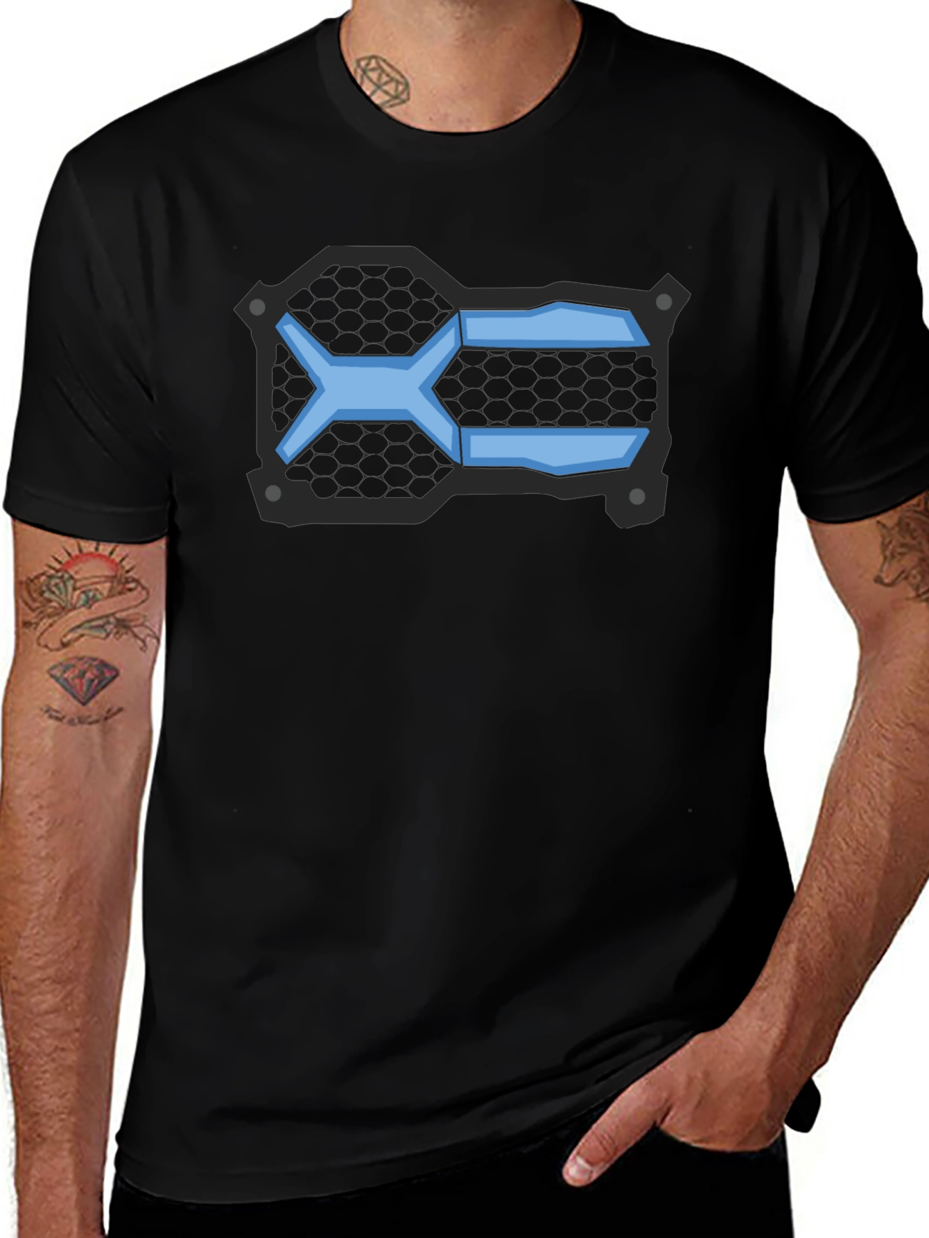 Geometric Blue Graphic T-Shirt