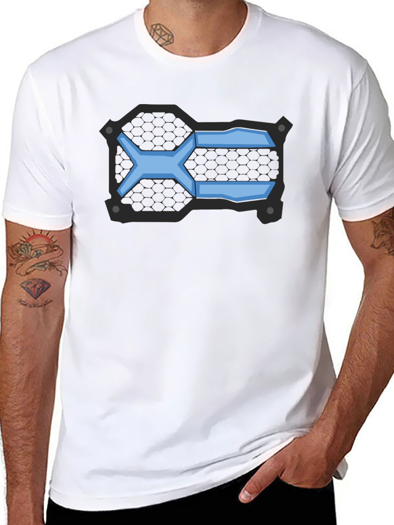 Geometric Blue Graphic T-Shirt
