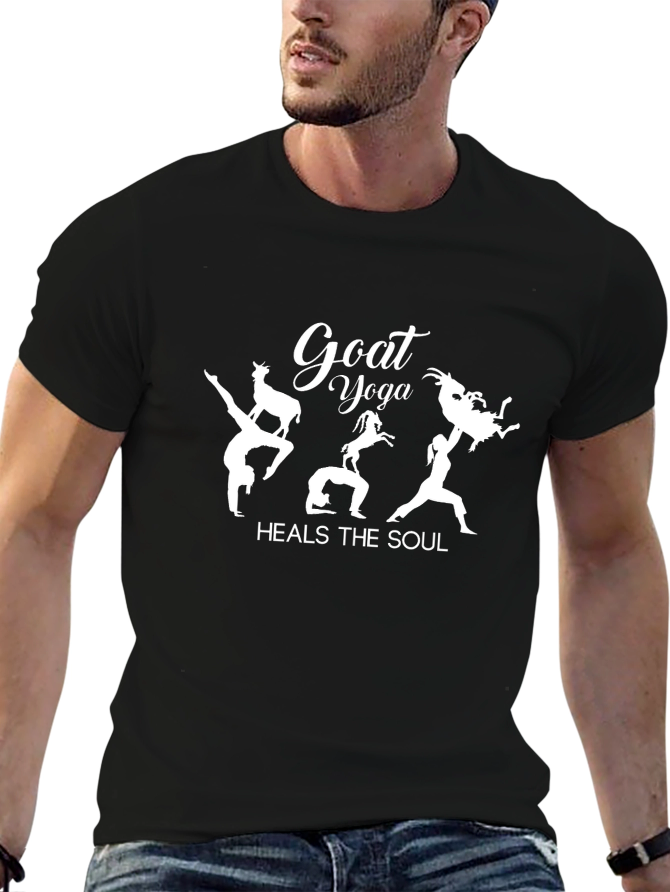 Goat Yoga Black T-Shirt - Heals the Soul