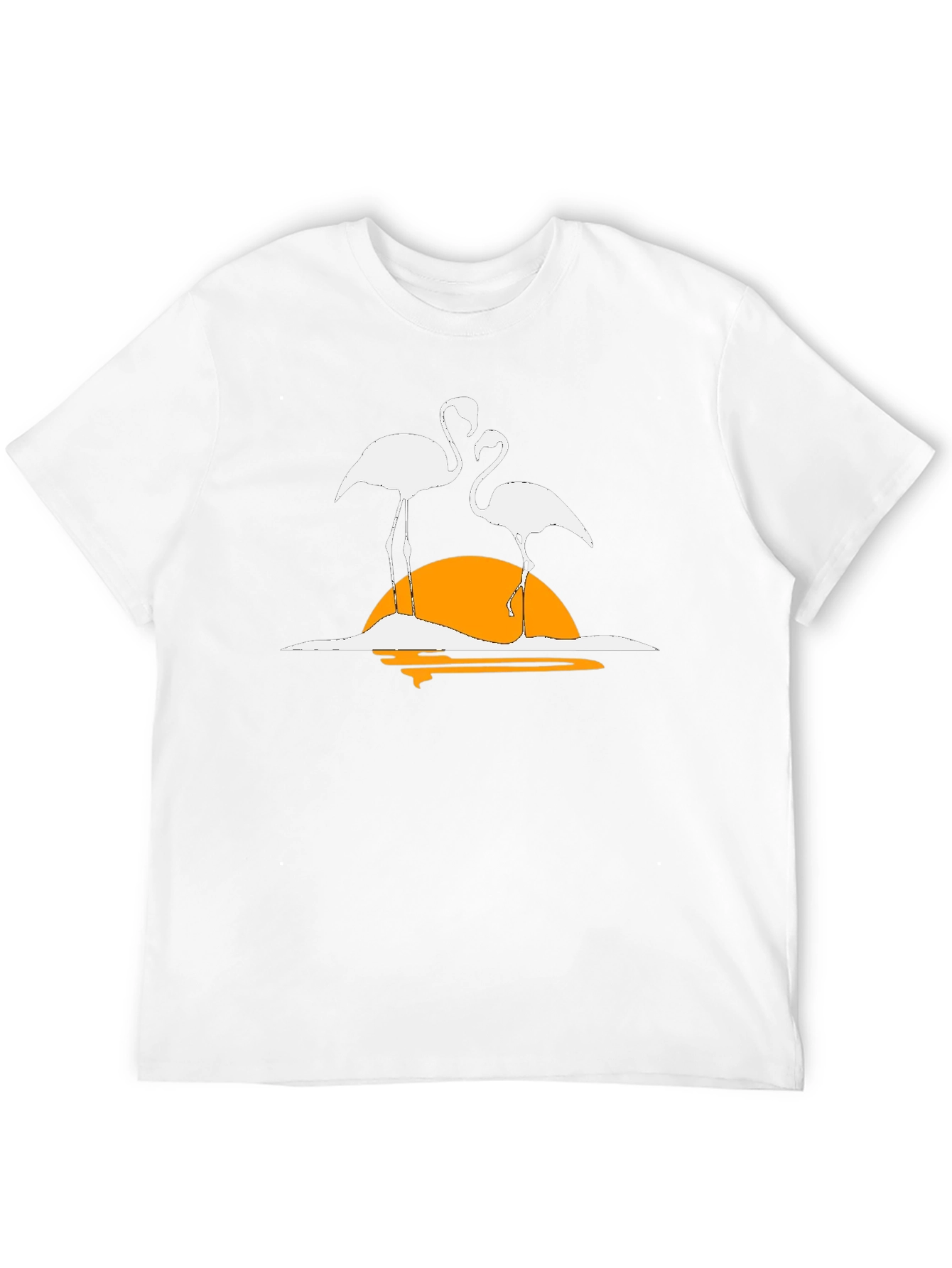 Flamingo Sunset Graphic Tee - Casual Black T-Shirt