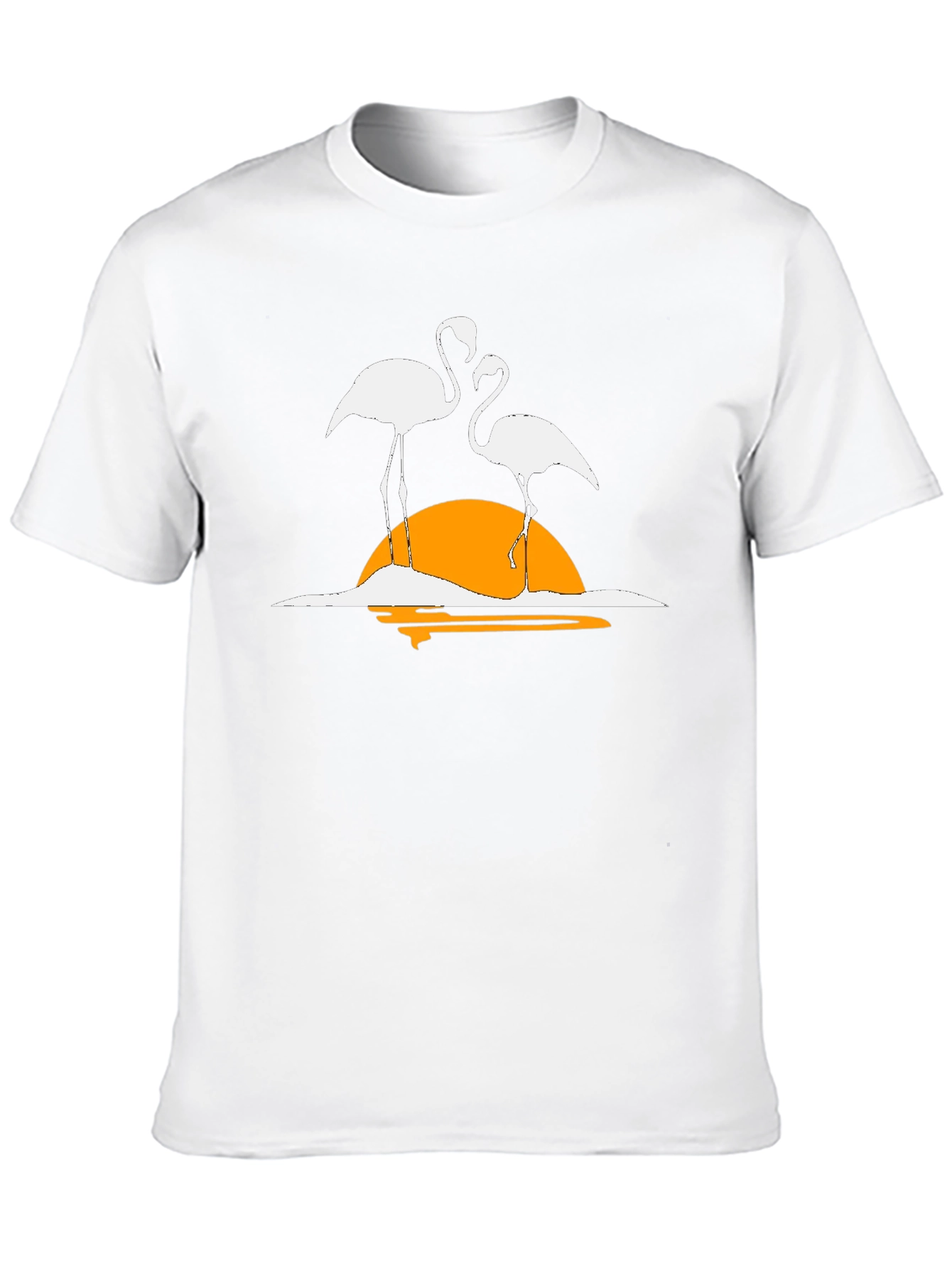 Flamingo Sunset Graphic Tee - Casual Black T-Shirt