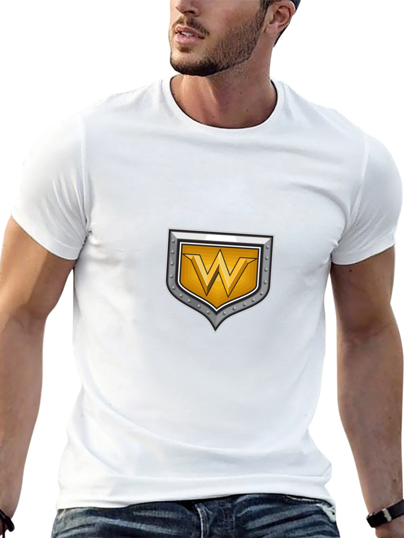 Shield W Letter Black T-Shirt