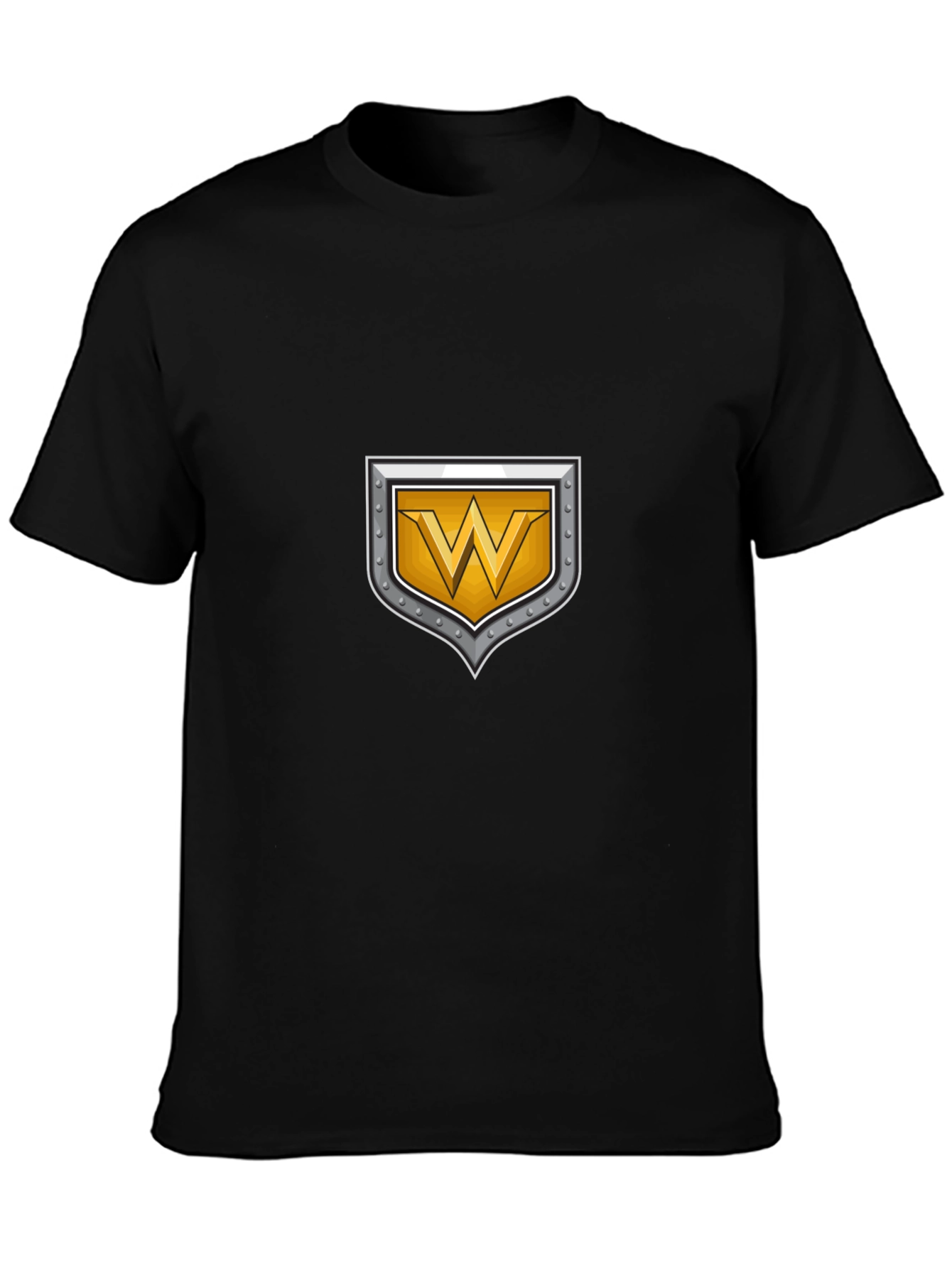 Shield W Letter Black T-Shirt