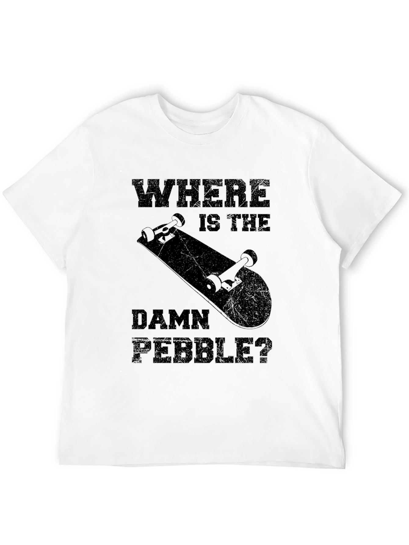 Where is the Damn Pebble Black Graphic T-Shirt