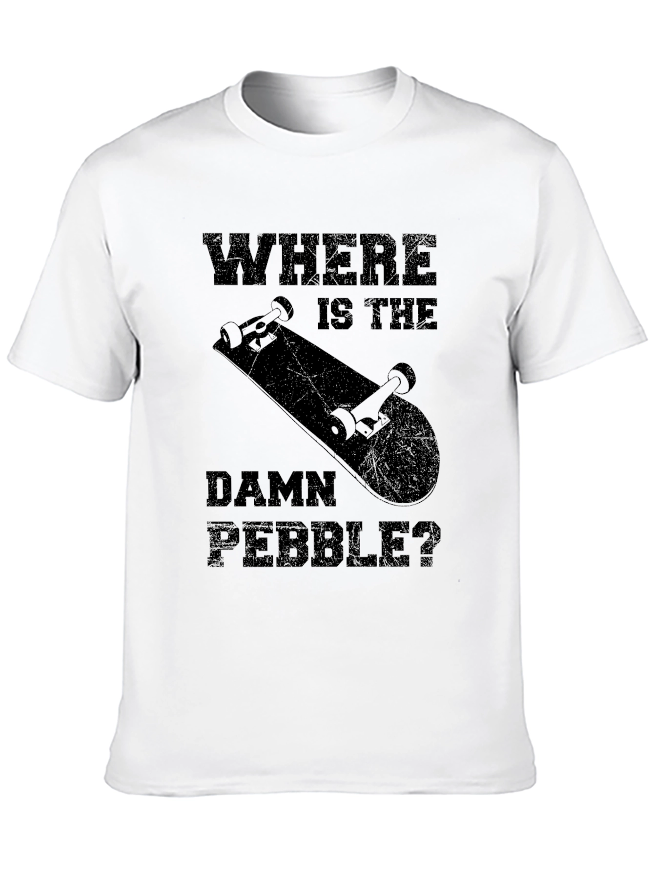 Where is the Damn Pebble Black Graphic T-Shirt