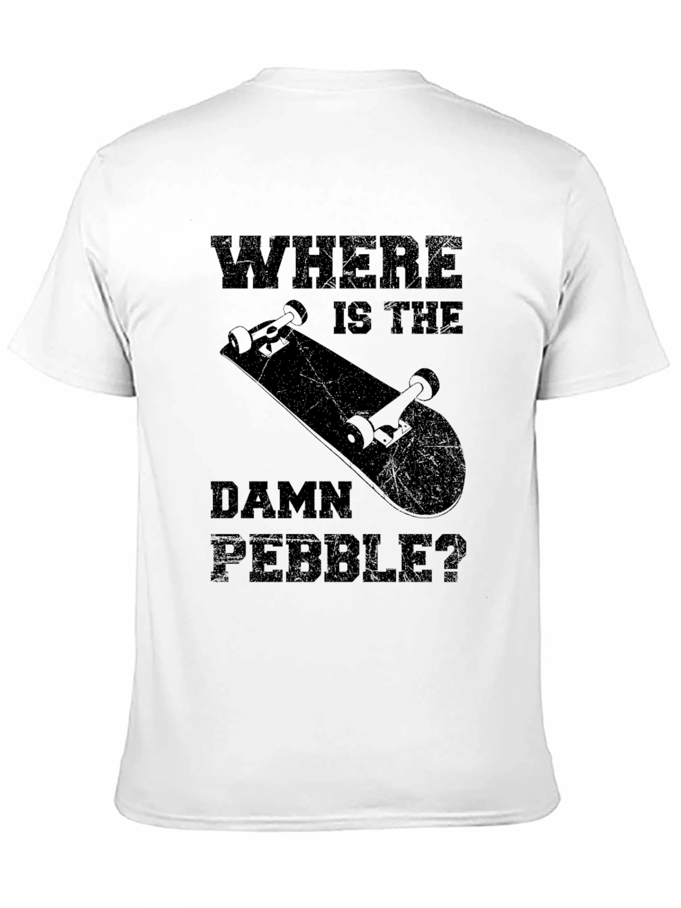 Where is the Damn Pebble Black Graphic T-Shirt