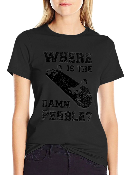 Where is the Damn Pebble Black Graphic T-Shirt