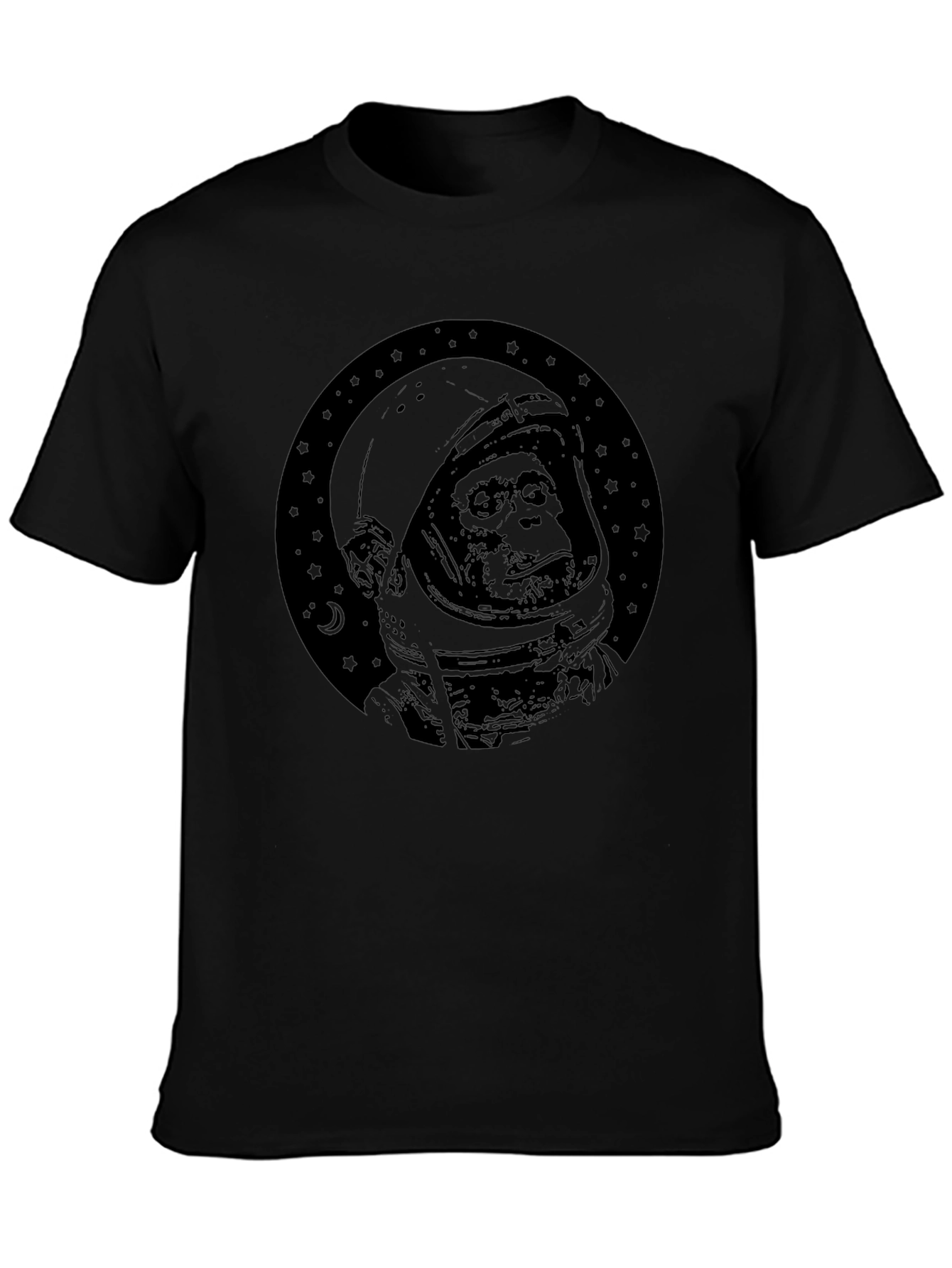 Chimpanzee Astronaut Graphic T-Shirt - Unisex Black Tee