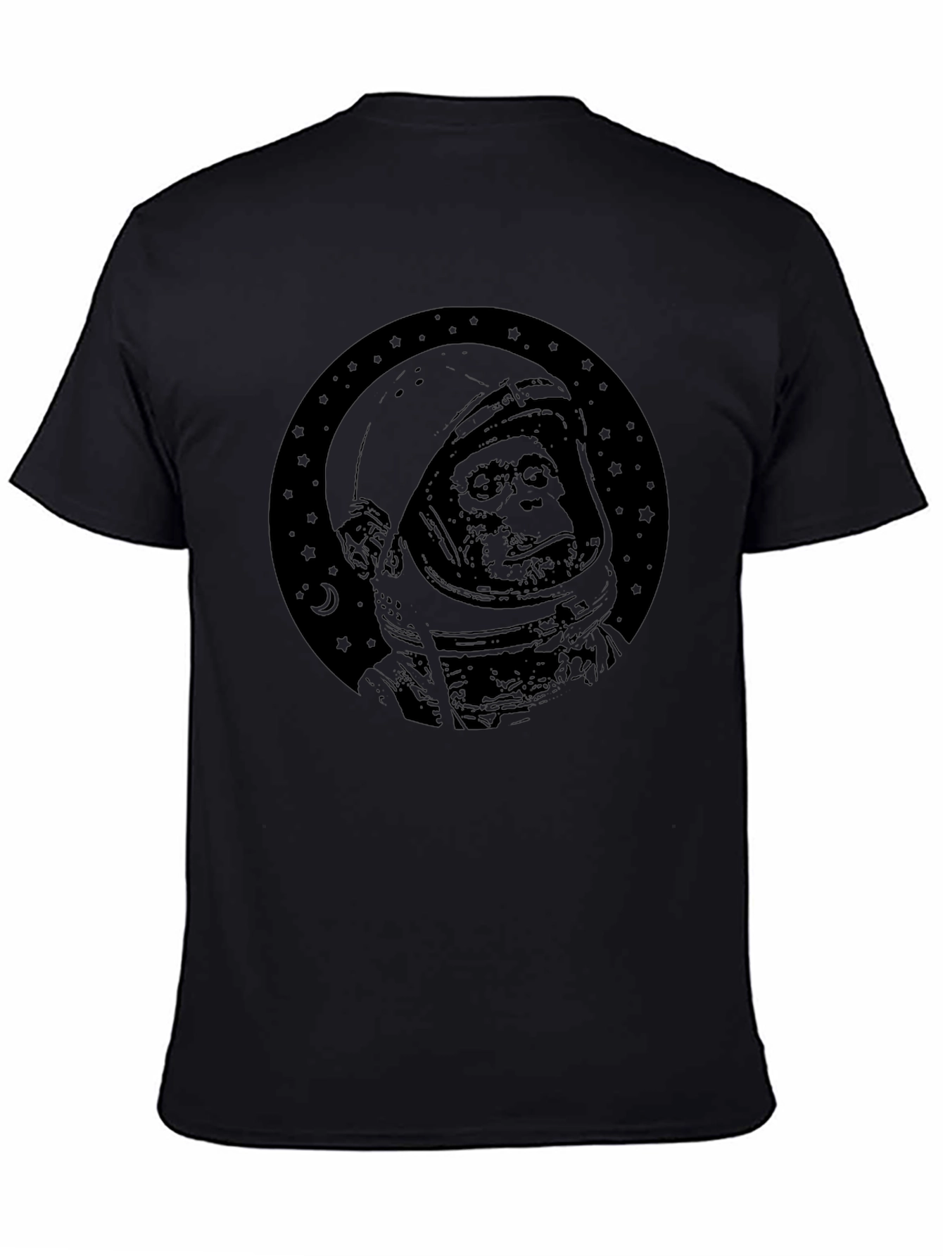 Chimpanzee Astronaut Graphic T-Shirt - Unisex Black Tee