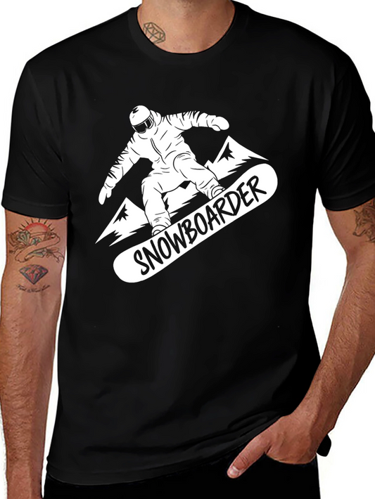 Snowboarder Graphic Tee - Black Cotton T-Shirt