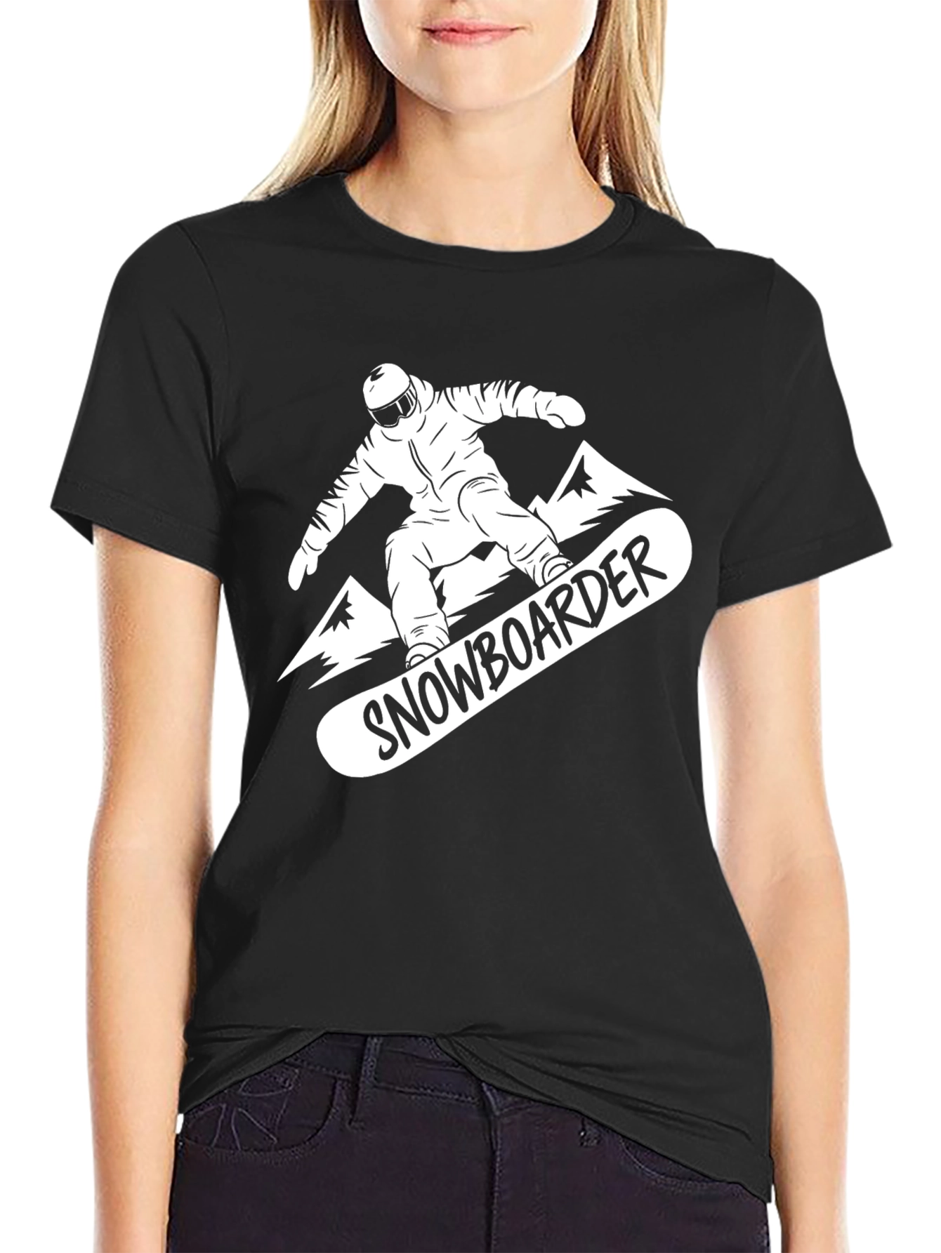 Snowboarder Graphic Tee - Black Cotton T-Shirt