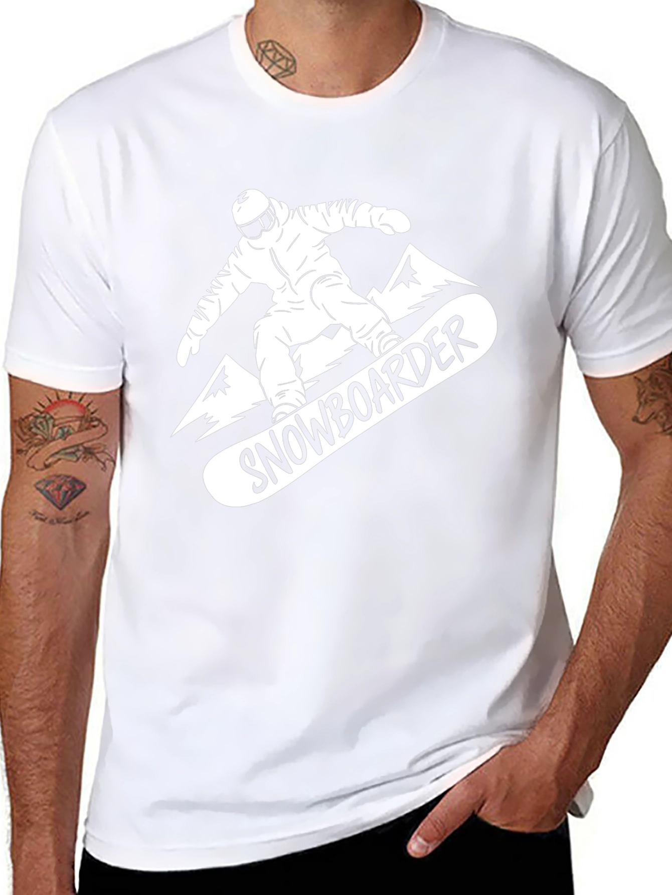 Snowboarder Graphic Tee - Black Cotton T-Shirt