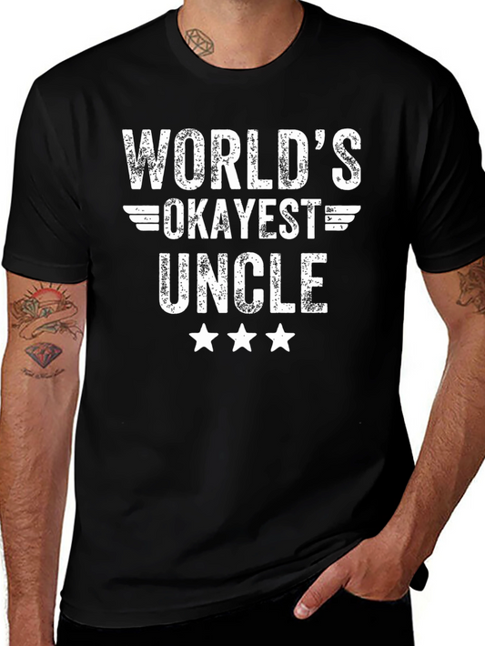 Worlds Okayest Uncle Black T-Shirt