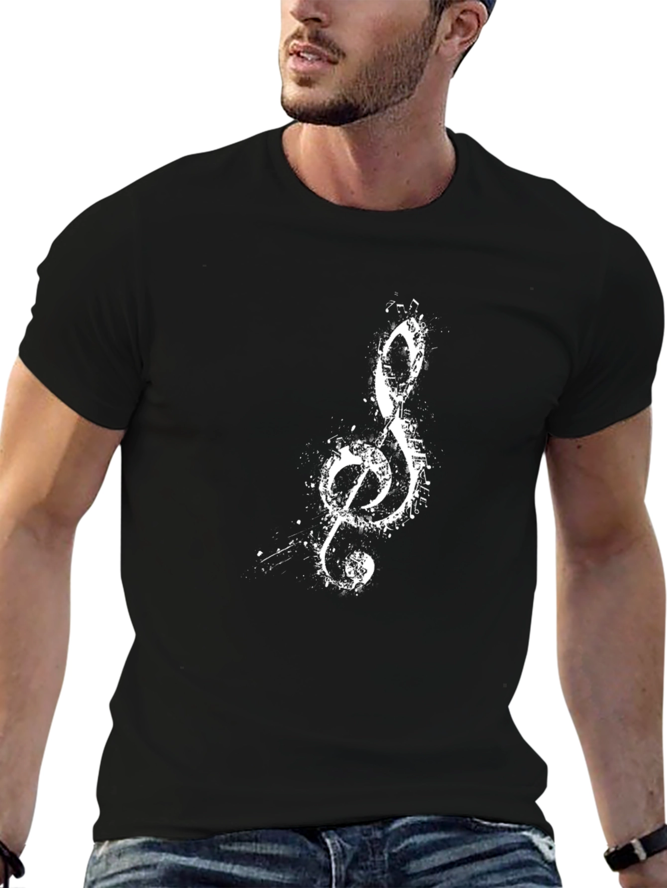 Musical Treble Clef Graphic Tee - Black