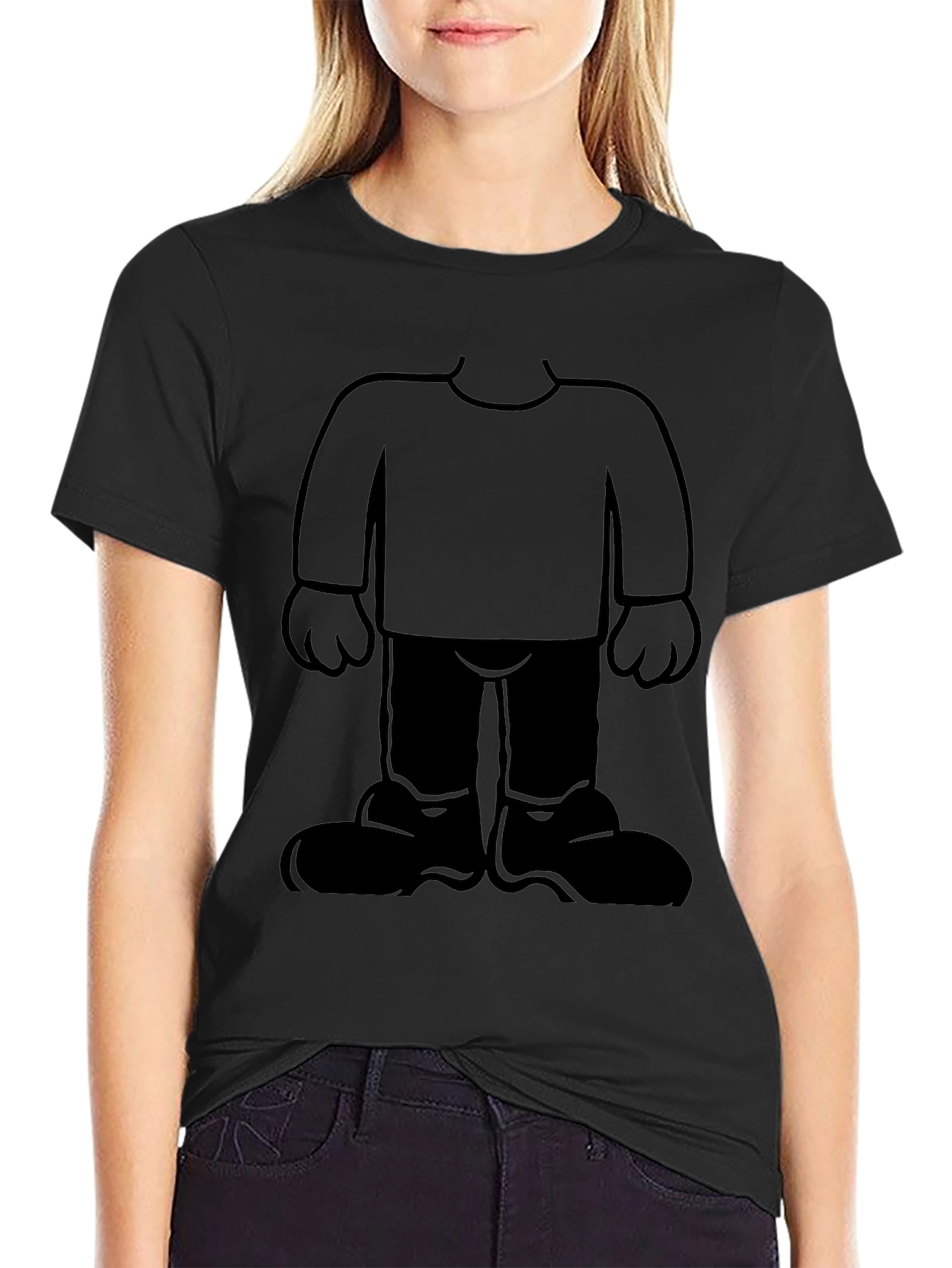 Cartoon Character Graphic Black T-Shirt