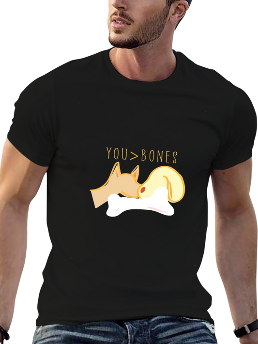 Cute Dog & Bone Graphic T-Shirt - You > Bones
