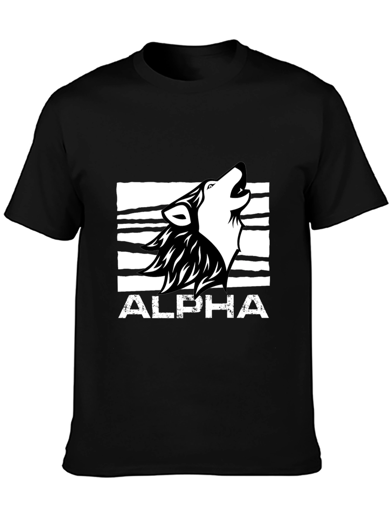 Alpha Wolf Graphic Tee - Black