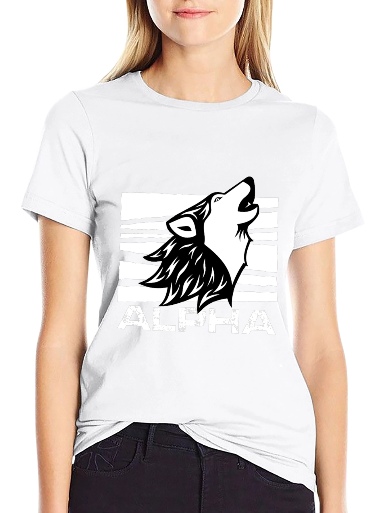 Alpha Wolf Graphic Tee - Black