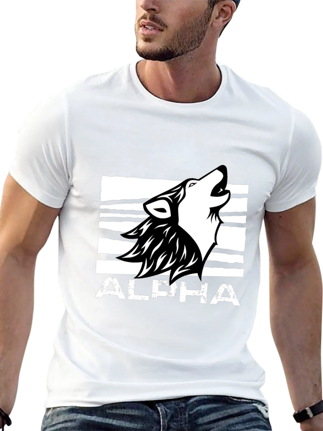 Alpha Wolf Graphic Tee - Black