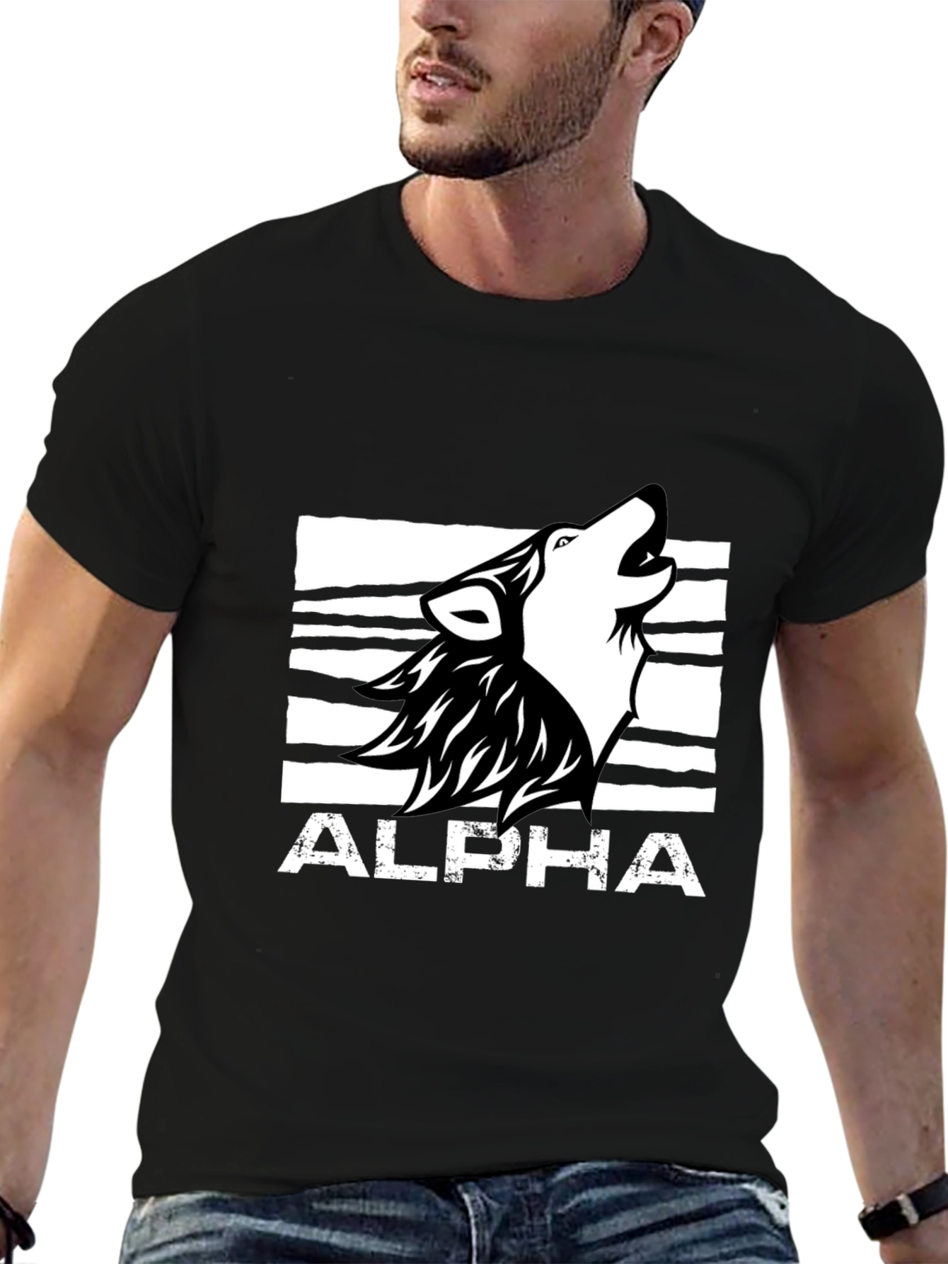 Alpha Wolf Graphic Tee - Black