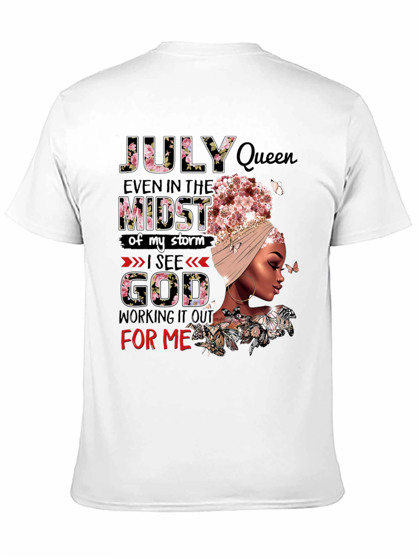July Queen Floral Graphic Black T-Shirt