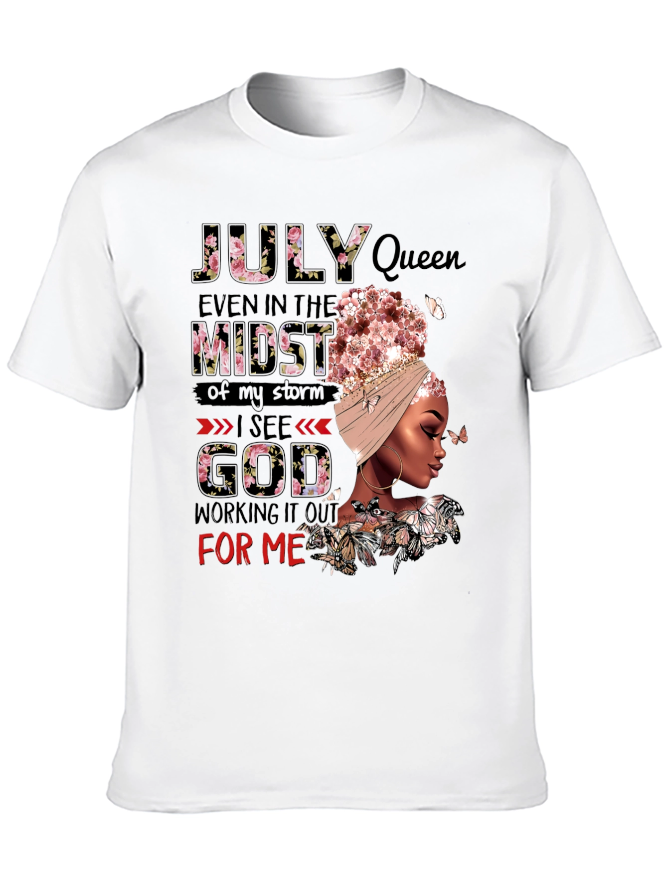 July Queen Floral Graphic Black T-Shirt