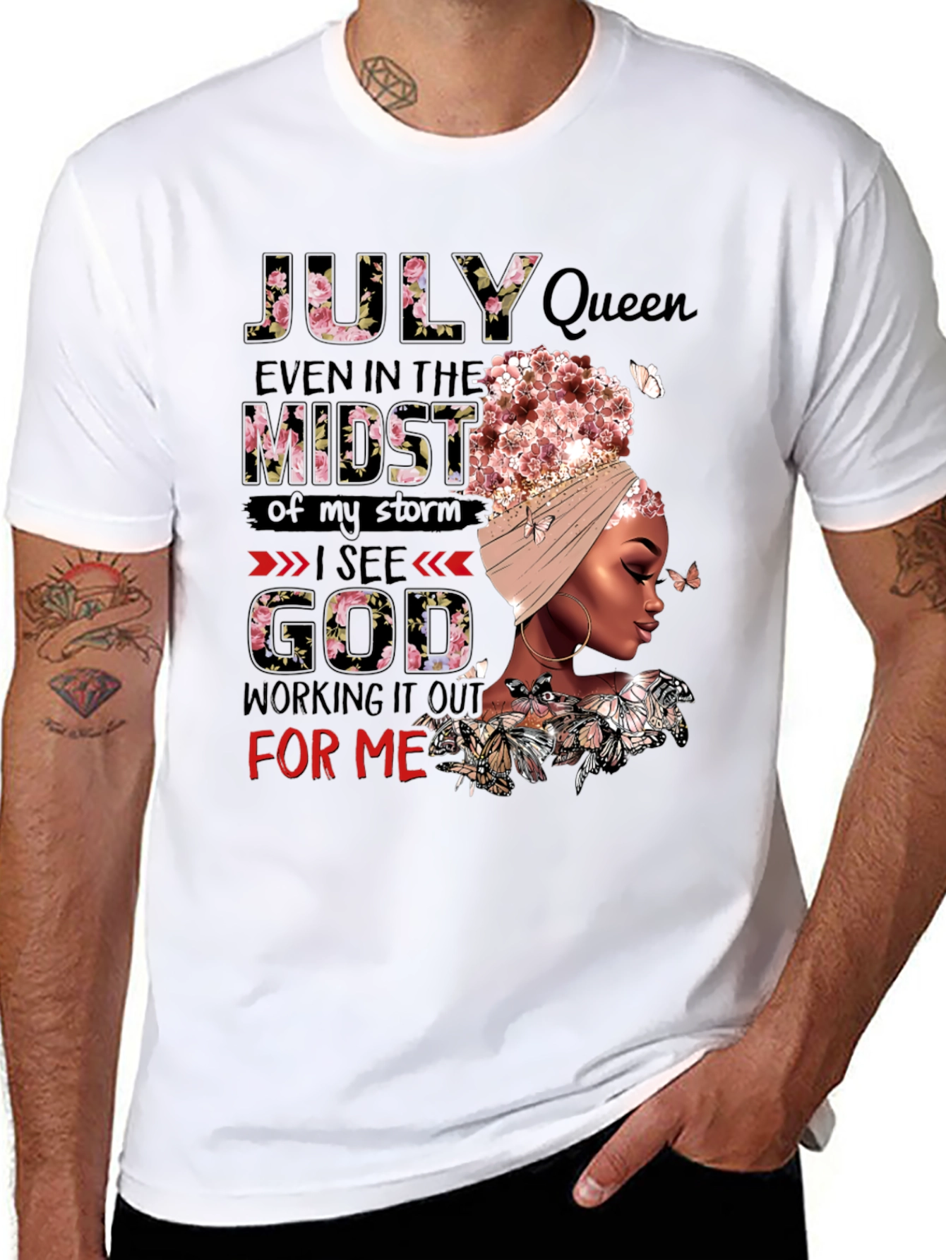 July Queen Floral Graphic Black T-Shirt