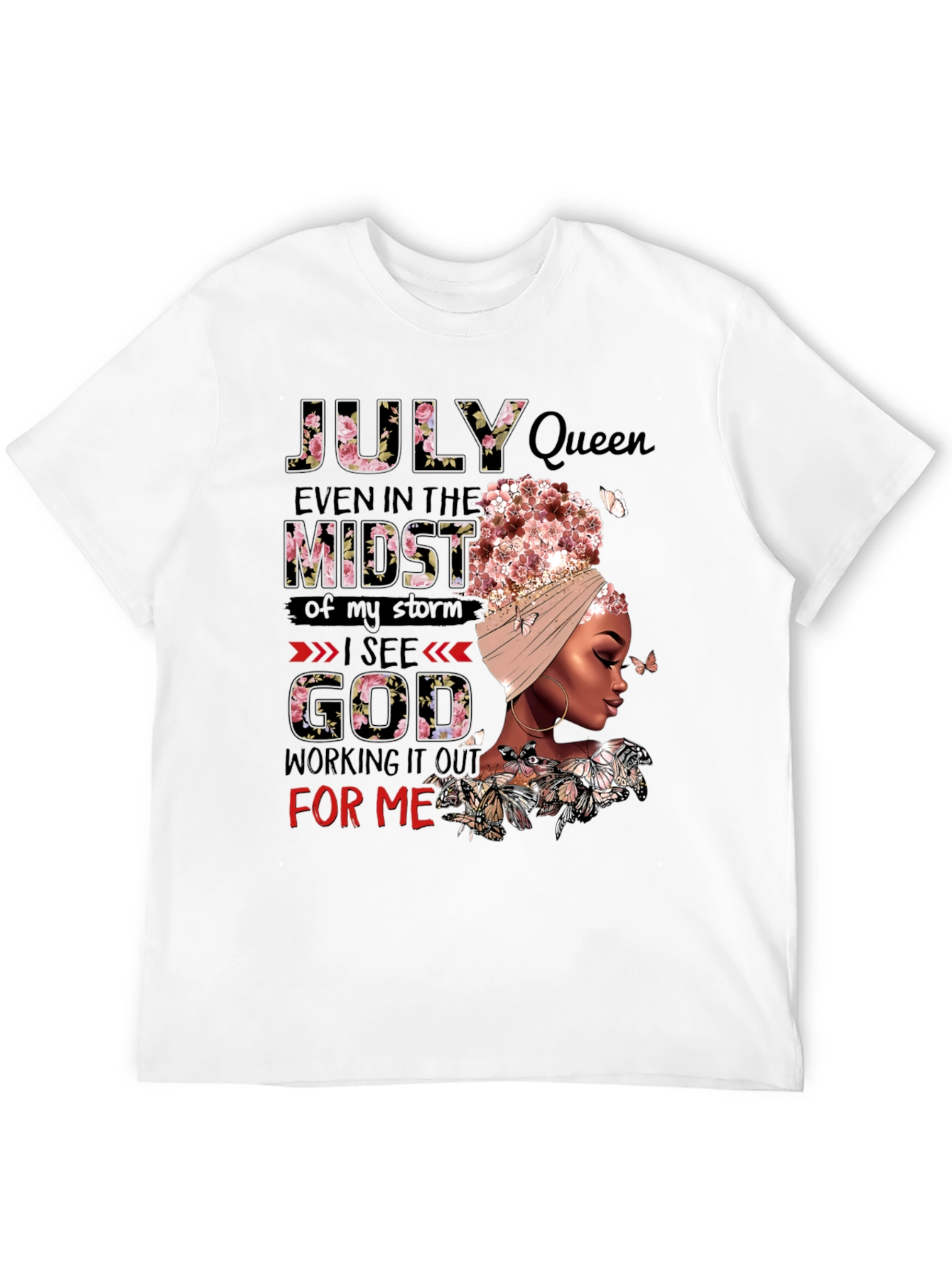 July Queen Floral Graphic Black T-Shirt