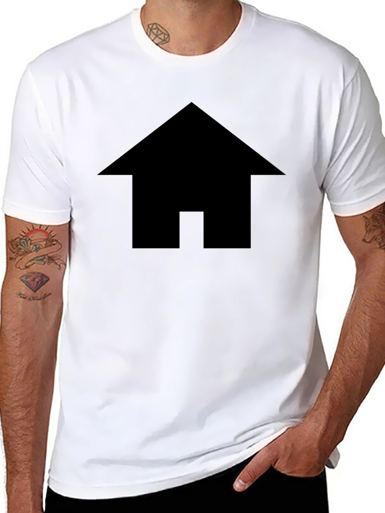 Minimalist House Graphic Black T-Shirt