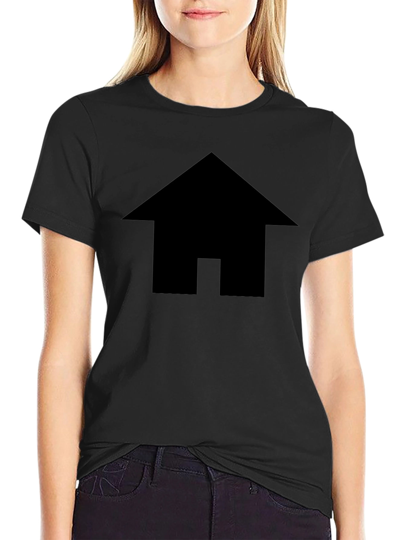 Minimalist House Graphic Black T-Shirt