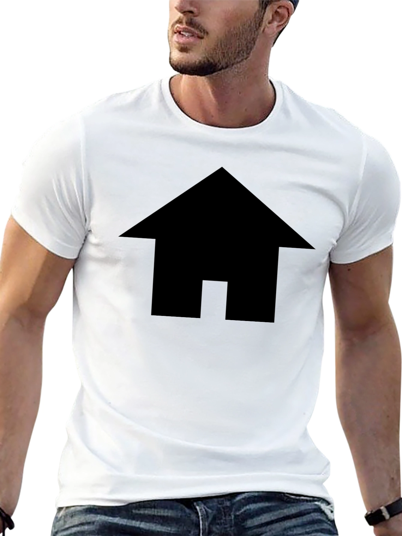 Minimalist House Graphic Black T-Shirt