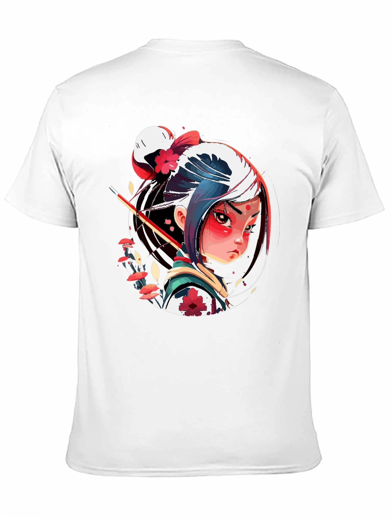 Anime Samurai Girl Graphic Tee - Stylish Black T-Shirt
