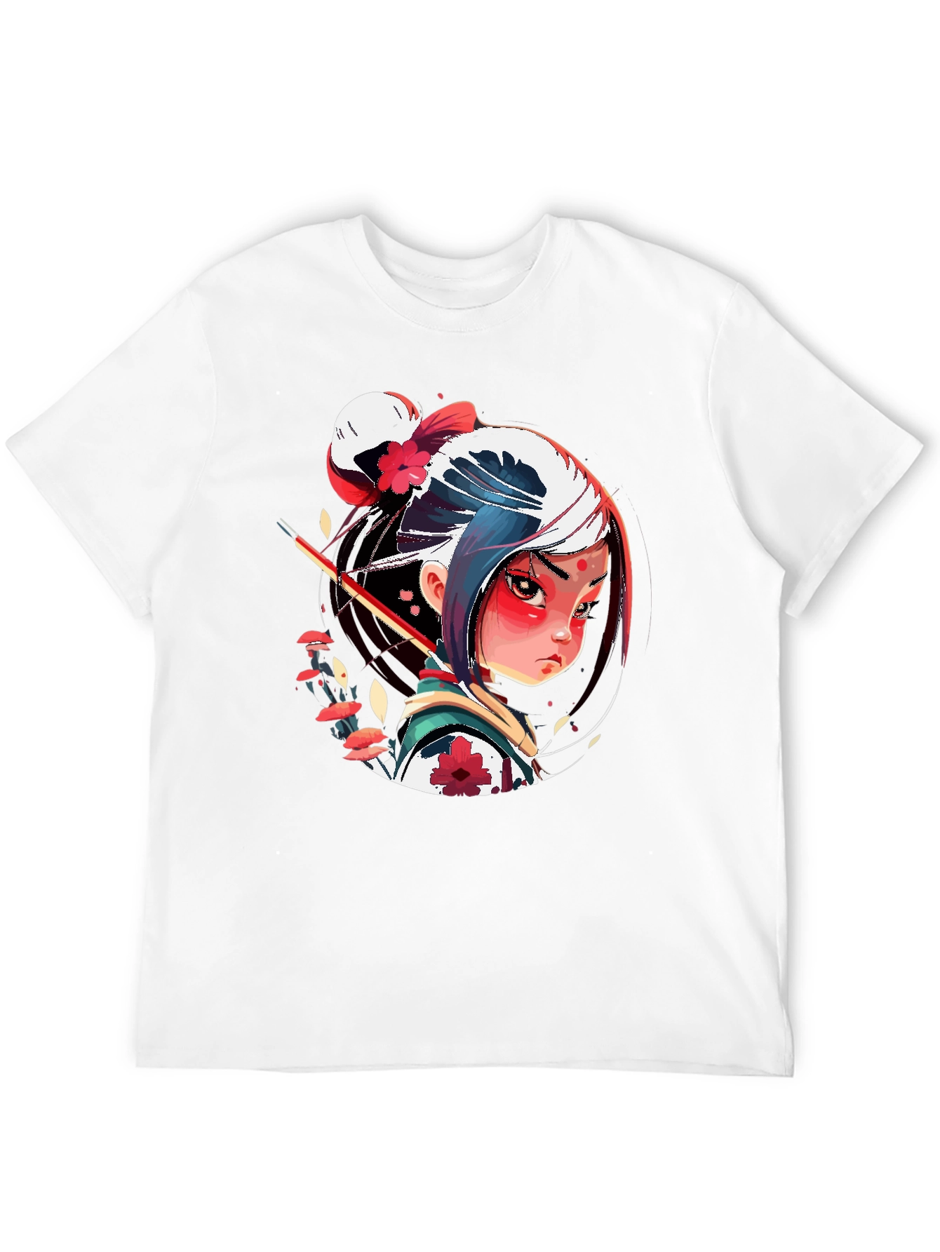 Anime Samurai Girl Graphic Tee - Stylish Black T-Shirt