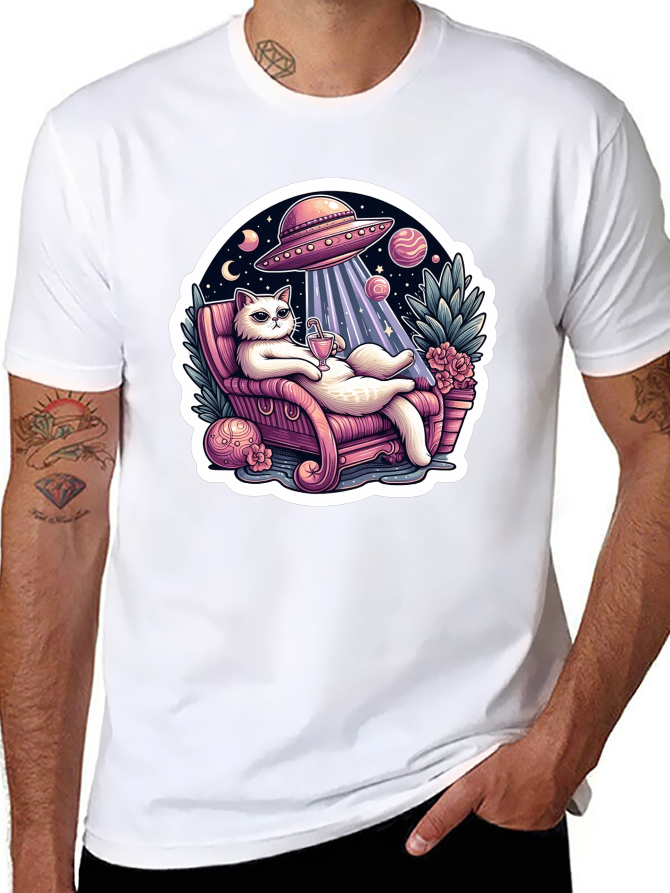 Chill Cat Alien Abduction Tee