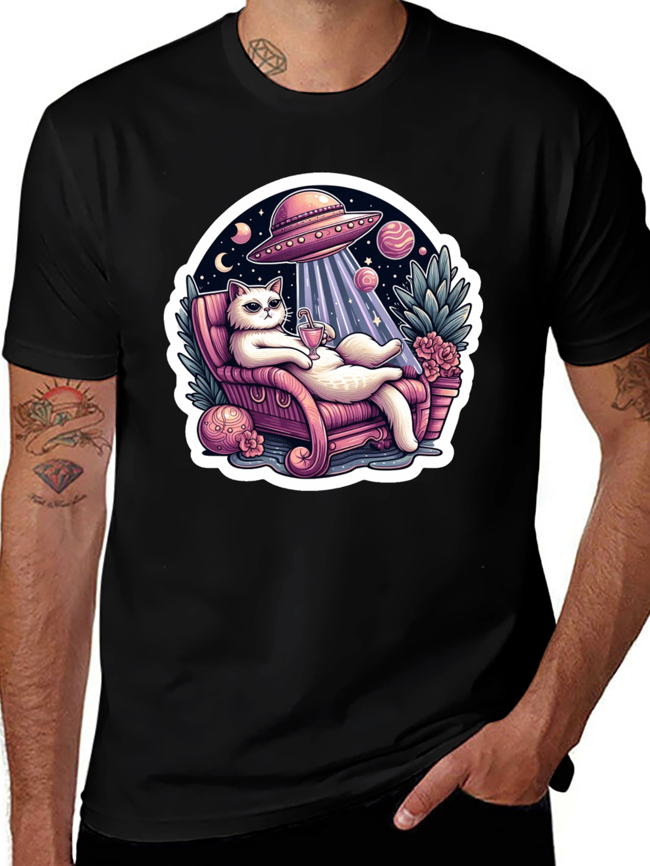Chill Cat Alien Abduction Tee