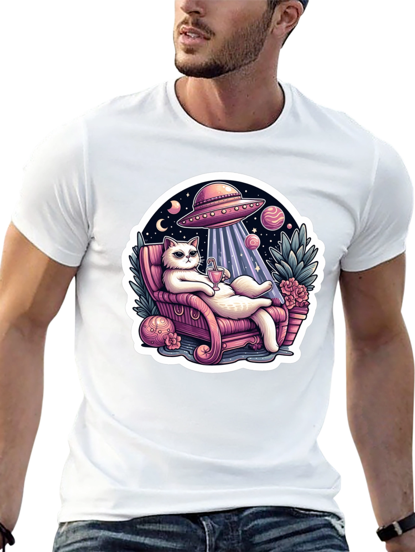 Chill Cat Alien Abduction Tee
