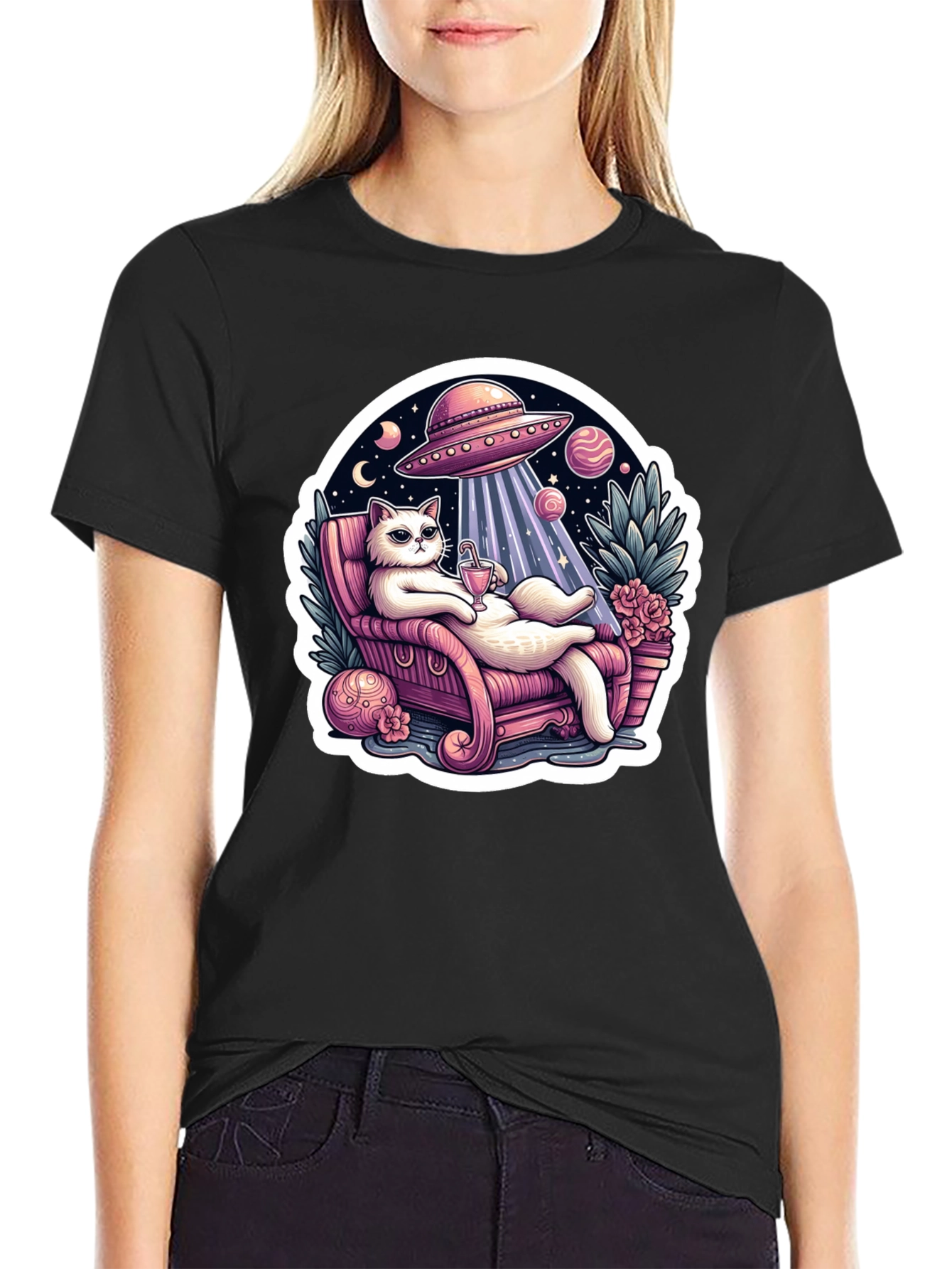 Chill Cat Alien Abduction Tee