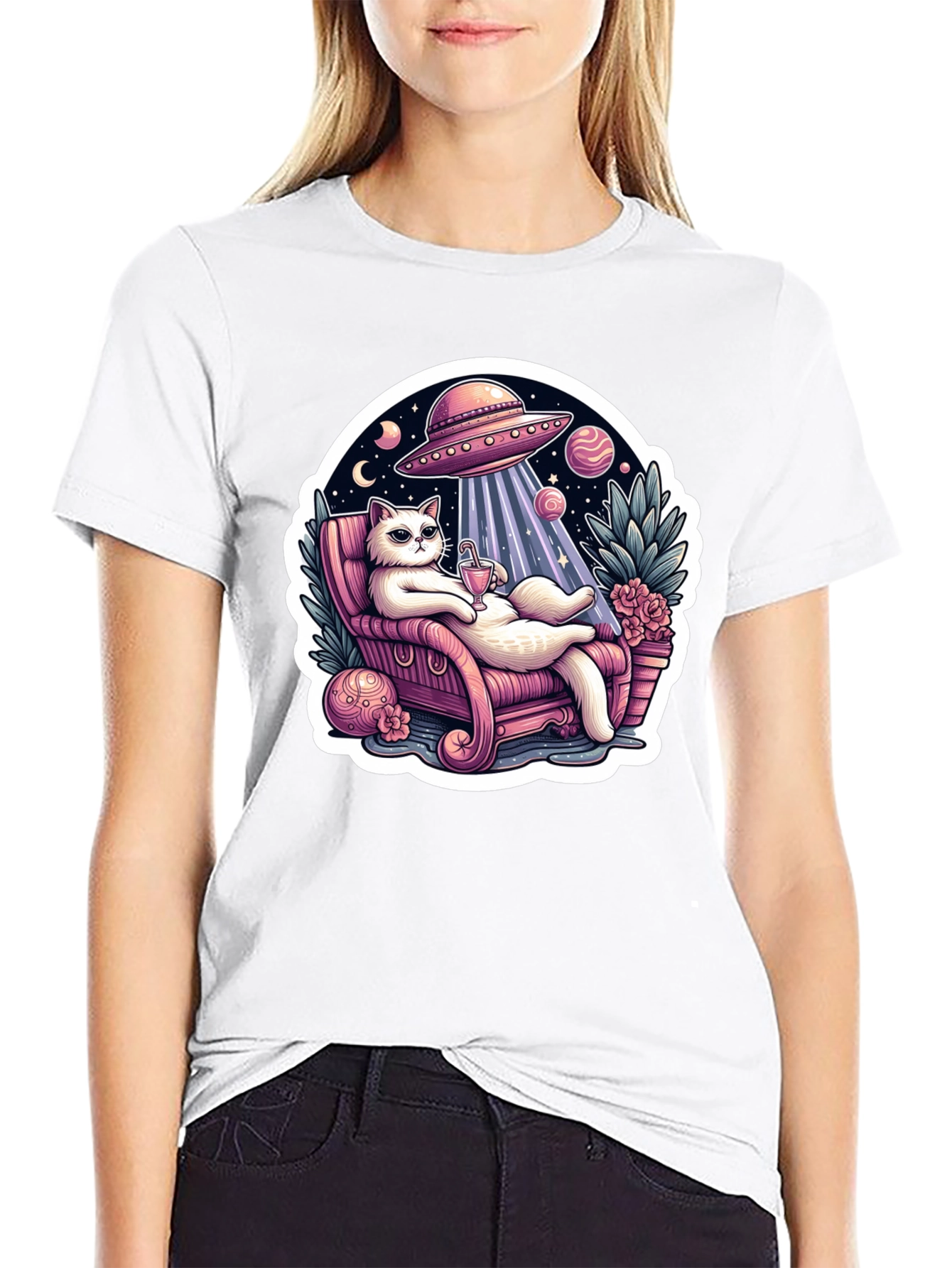 Chill Cat Alien Abduction Tee