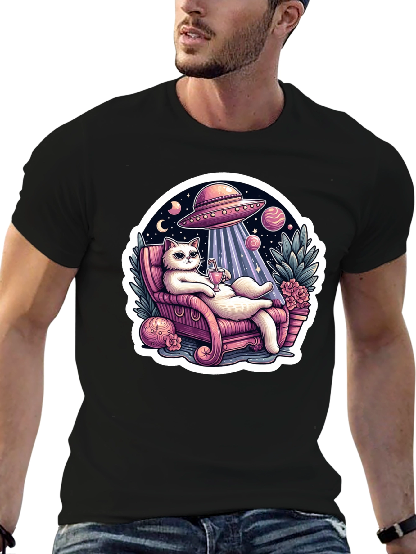 Chill Cat Alien Abduction Tee