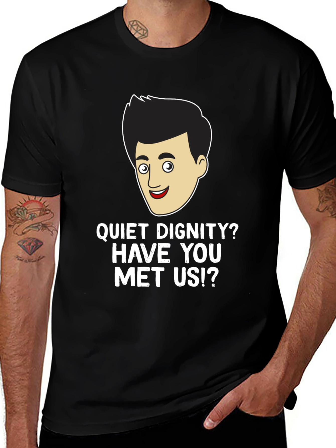 Funny Quiet Dignity Mens Black T-Shirt
