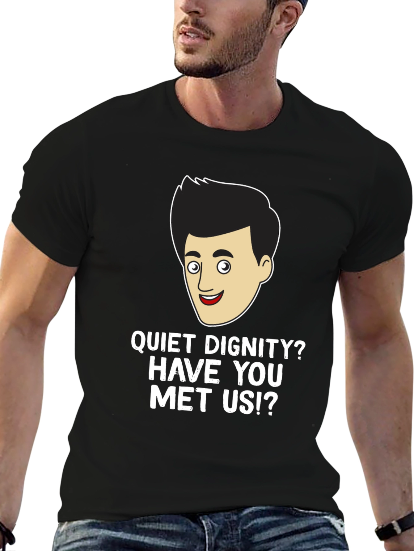 Funny Quiet Dignity Mens Black T-Shirt