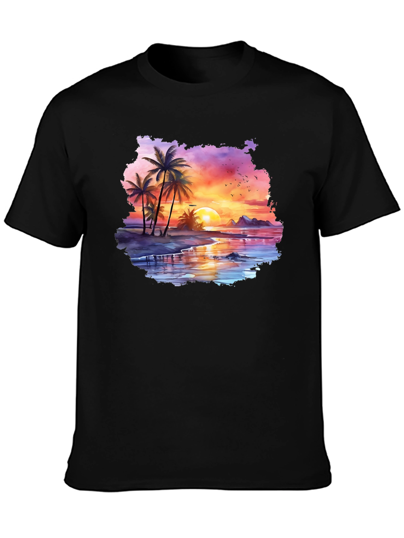 Tropical Sunset Palm Tree Graphic T-Shirt