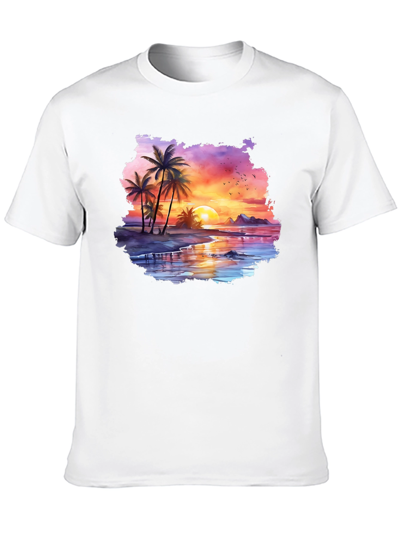 Tropical Sunset Palm Tree Graphic T-Shirt